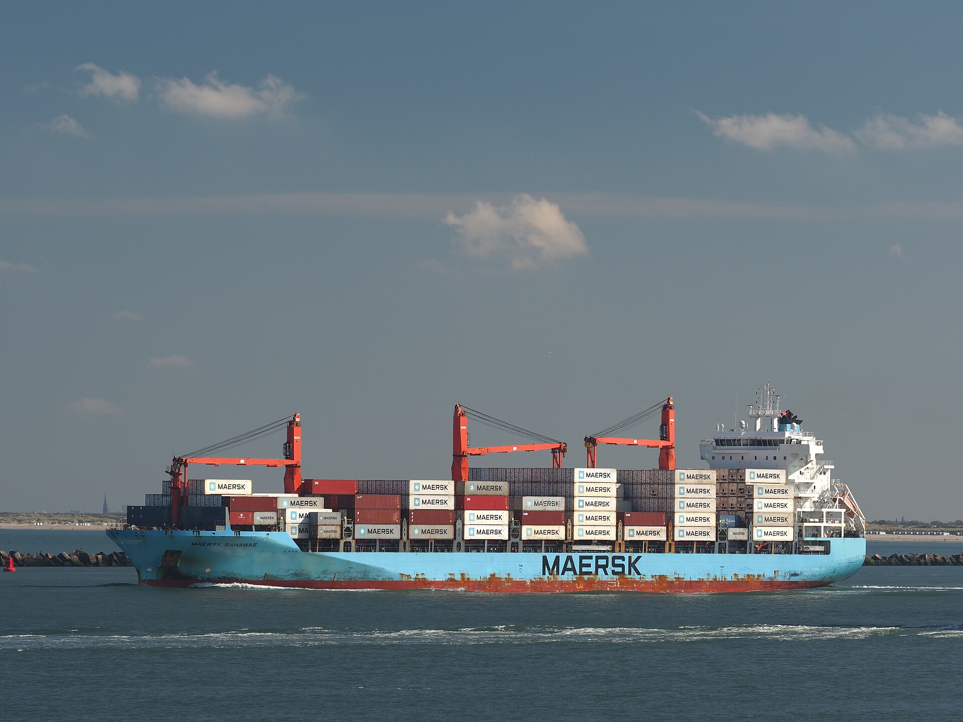 荷兰鹿特丹欧洲港离港的Maersk Bahamas轮