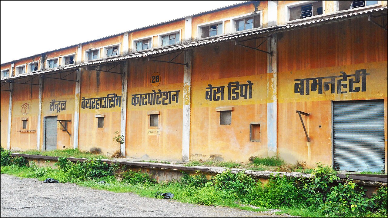 印度Bamanheri由Food Corporation of India运营的CWC粮食仓库,2017年资料照片