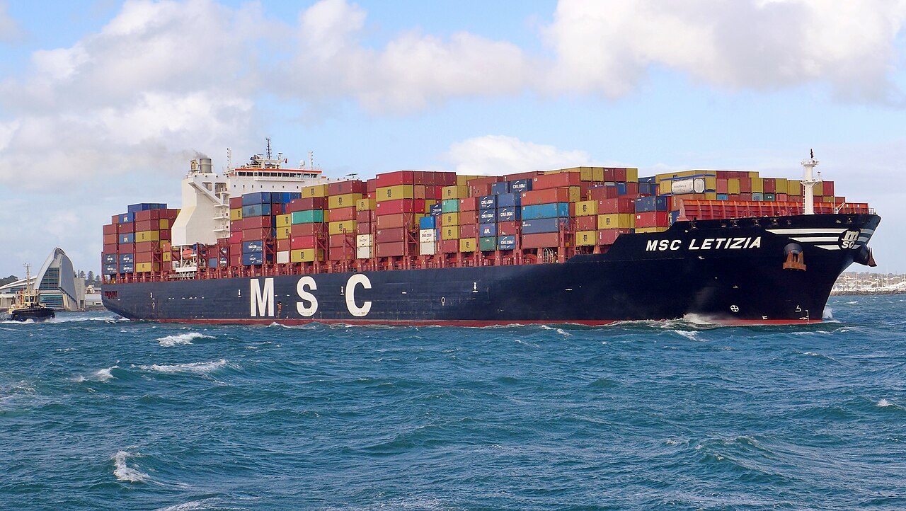 MSC Letizia集装箱船驶离澳大利亚Fremantle港,2021年