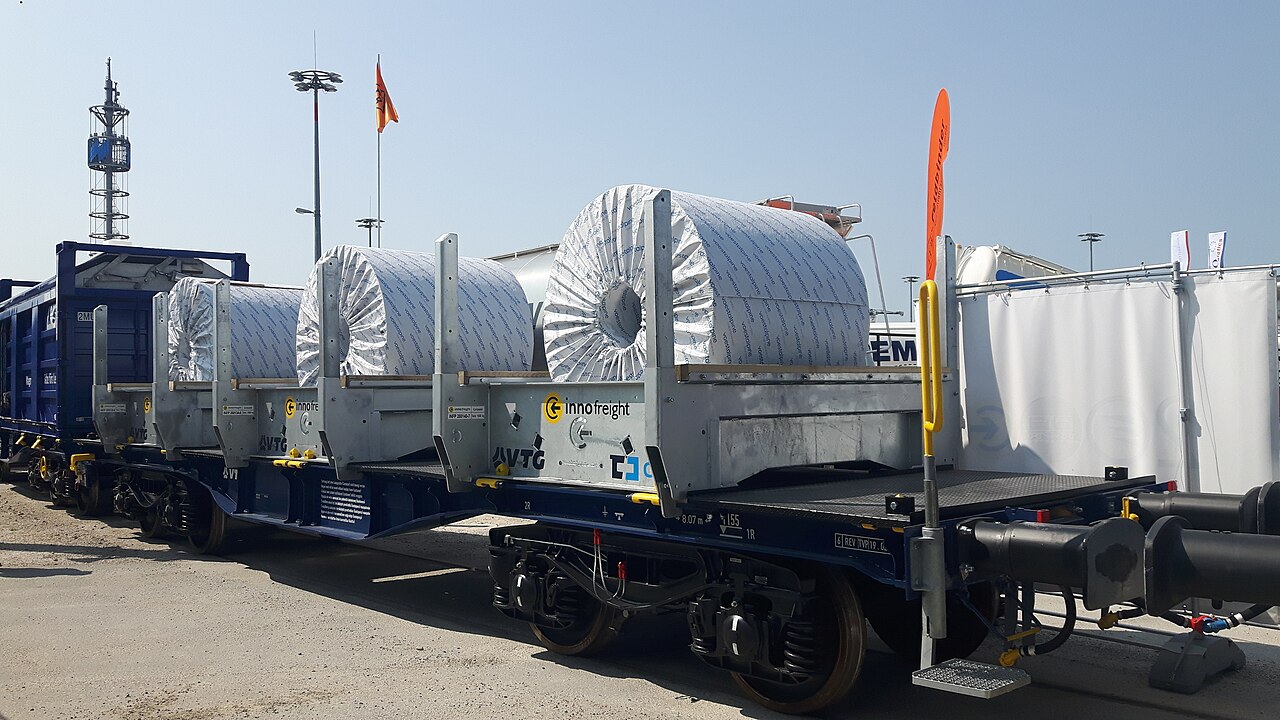 2019年transport logistic展会上展示的Innofreight钢卷运输托盘与铁路车辆