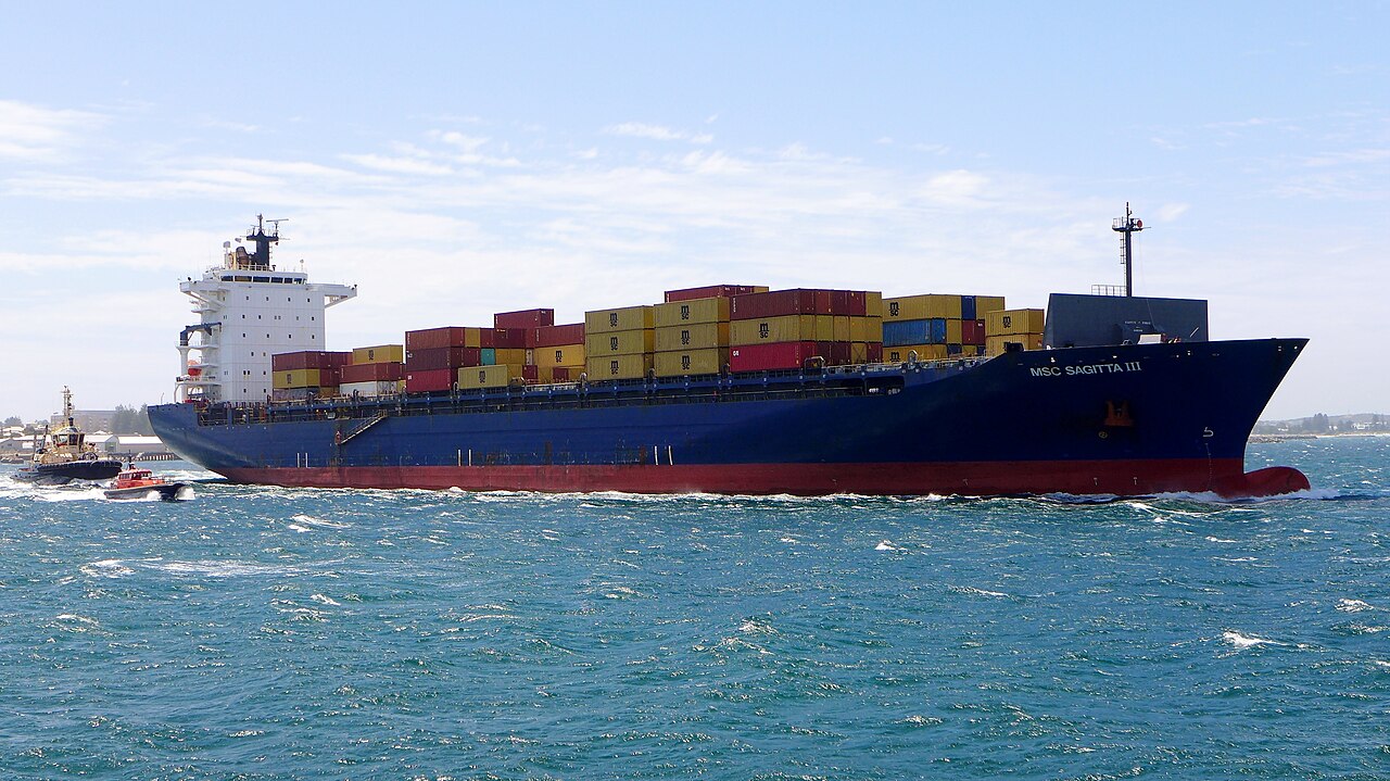 MSC Sagitta III集装箱船驶离澳大利亚Fremantle港,2023年