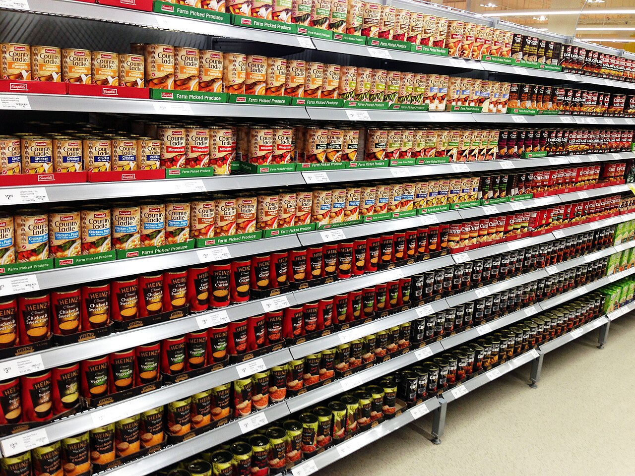 澳大利亚Melbourne Southland购物中心Coles超市的食品货架,2012年