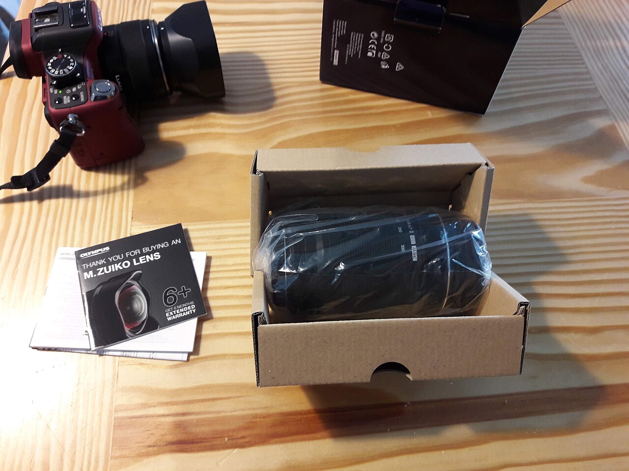 Olympus M.Zuiko 75–300镜头、Panasonic Lumix GH1及包装，2018年