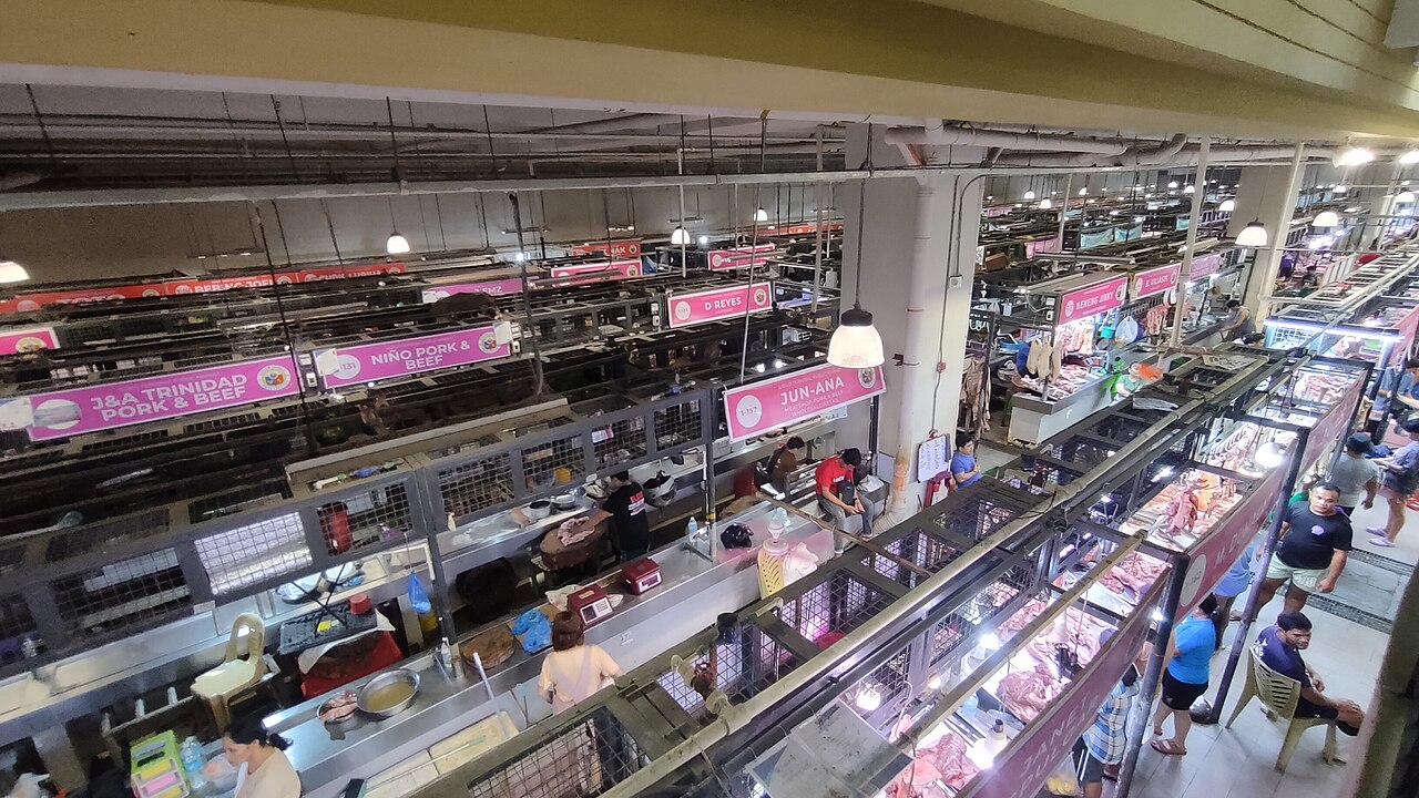 菲律宾伊洛伊洛市公共市场肉类区域的俯视场景（真实资料图）
