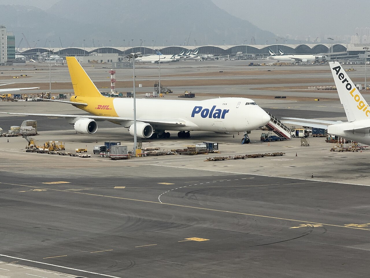 2024年1月24日机场停机坪上的Polar Air Cargo波音747货机（真实资料图）