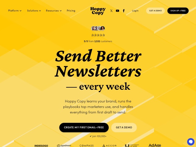 HoppyCopy邮件AI网站首页预览