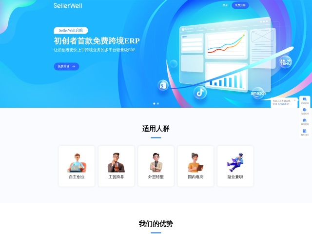 Sellerwell网站首页预览