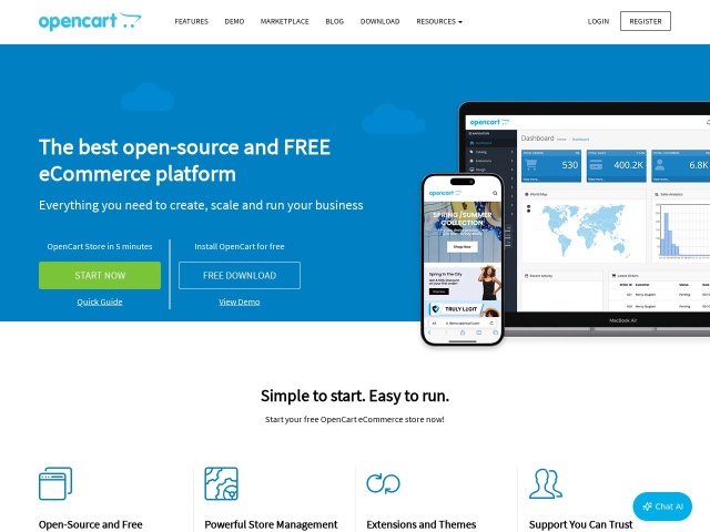 OpenCart网站首页预览