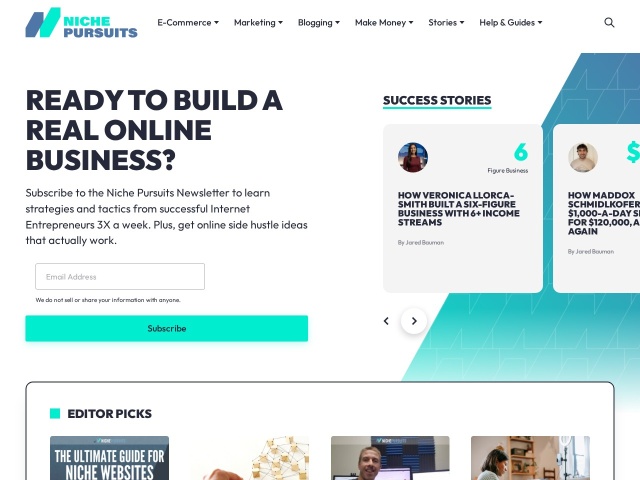 Niche Pursuits网站首页预览