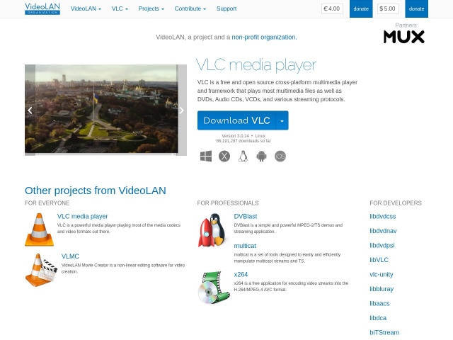 VLC Player网站首页预览