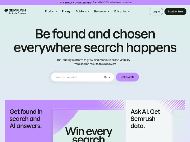 Semrush网站首页预览