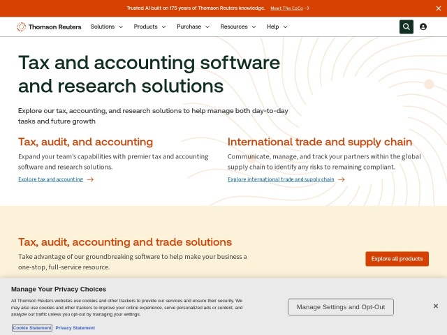 Thomson Reuters ONESOURCE网站首页预览