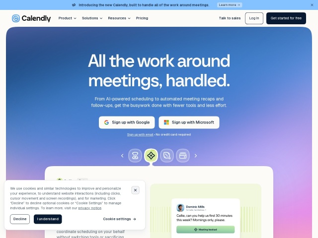 Calendly网站首页预览