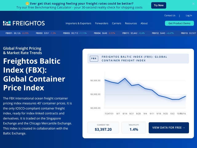 Freightos FBX指数网站首页预览