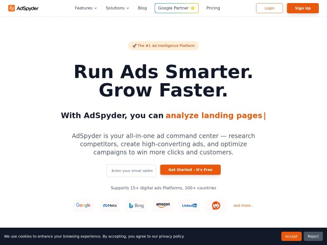 AdSpyder网站首页预览
