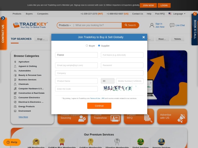 Tradekey网站首页预览