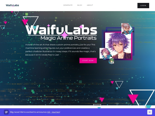 WaifuLabs网站首页预览