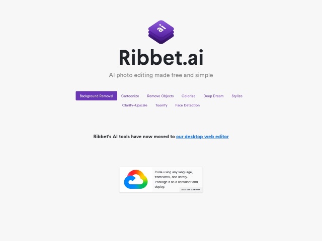 Ribbet.ai网站首页预览