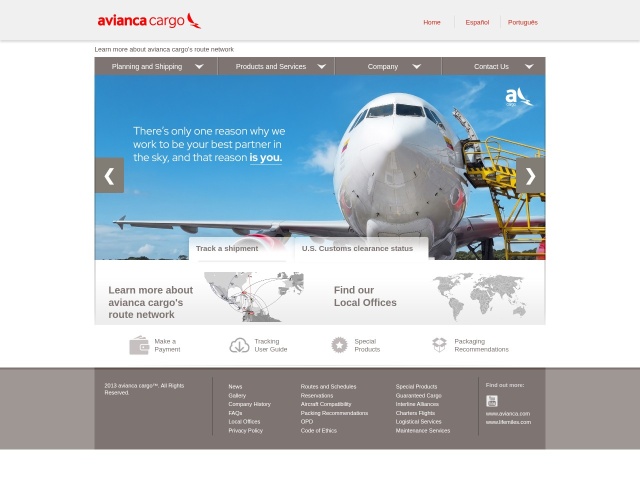 Avianca Cargo网站首页预览