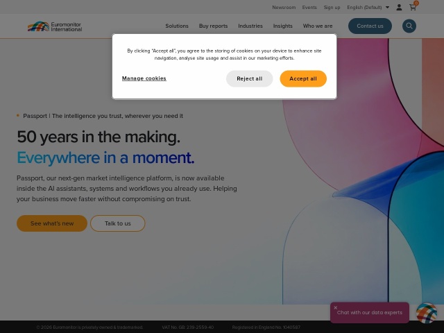 Euromonitor网站首页预览