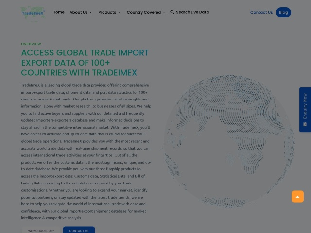 TradeImeX海关数据网站首页预览