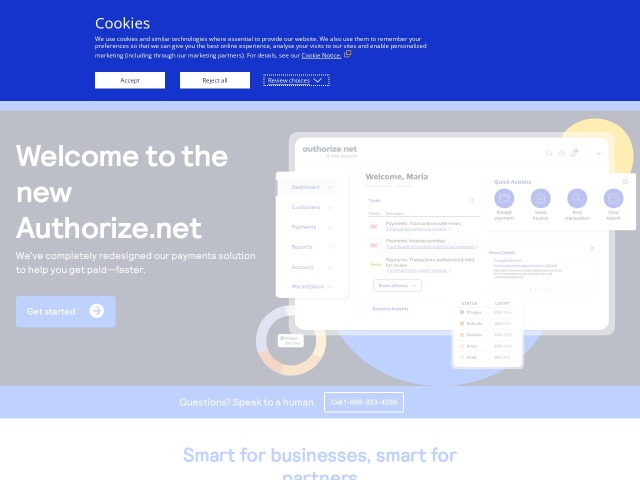 Authorize在线支付处理平台网站首页预览