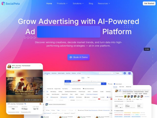 SocialPeta网站首页预览