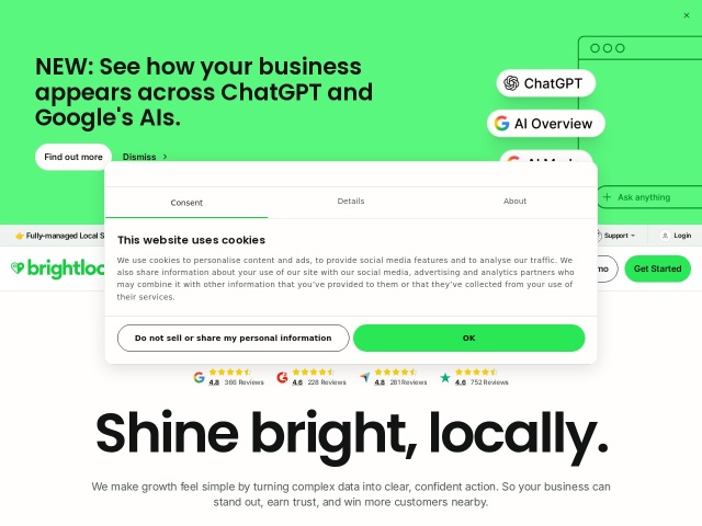 BrightLocal网站首页预览