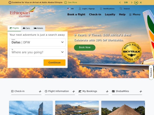 Ethiopian Cargo网站首页预览