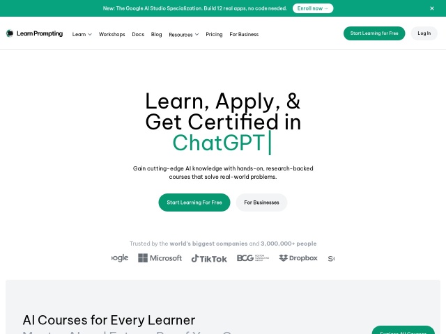 Learn Prompting网站首页预览