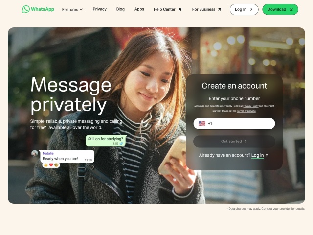 WhatsApp Business网站首页预览