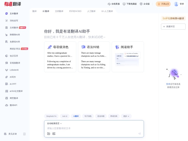 有道翻译网站首页预览