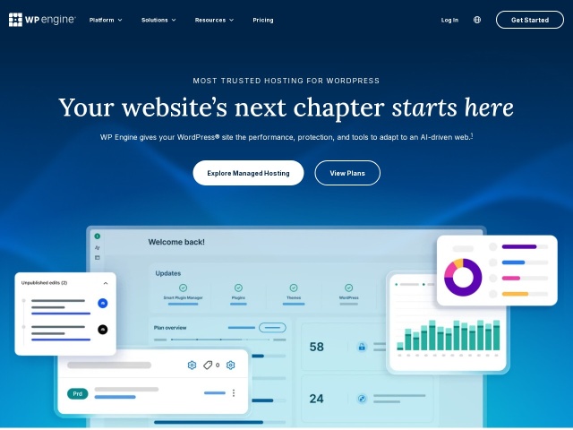 WP Engine网站首页预览