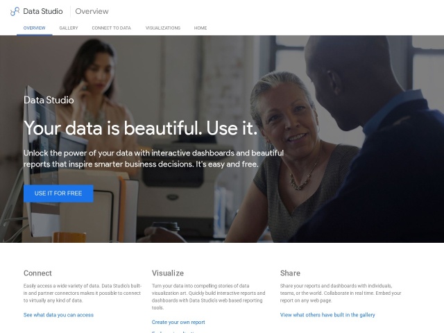 Google Data Studio网站首页预览