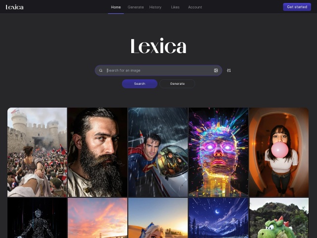 Lexica网站首页预览