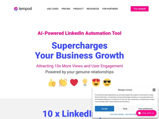 Lempod LinkedIn互动网站首页预览