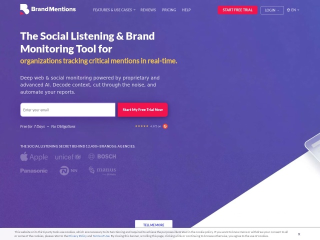 BrandMentions网站首页预览