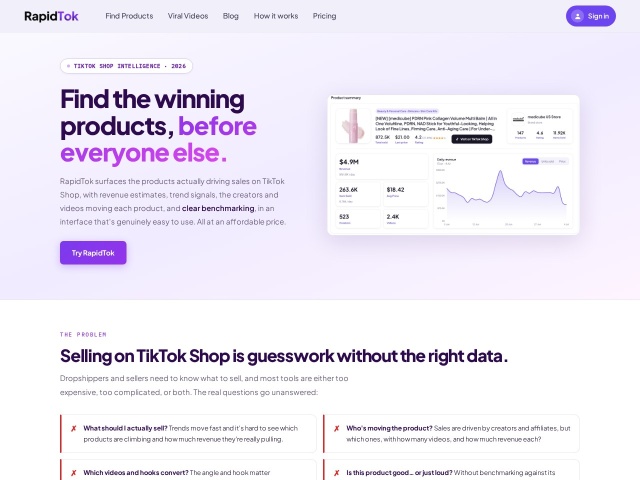 RapidTok网站首页预览