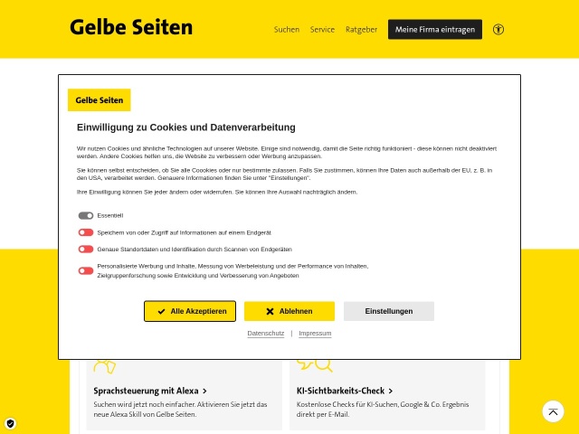 gelbeseiten(Germany)网站首页预览