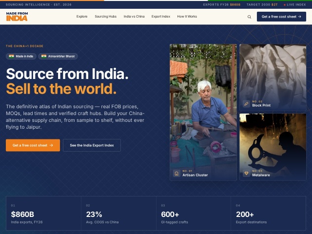 Made-from-India网站首页预览