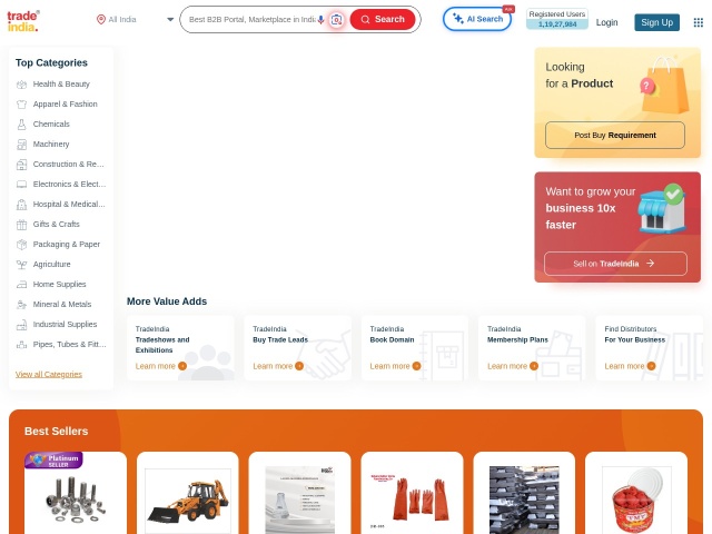 Tradeindia网站首页预览