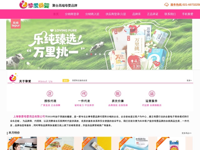 挚爱母婴网站首页预览